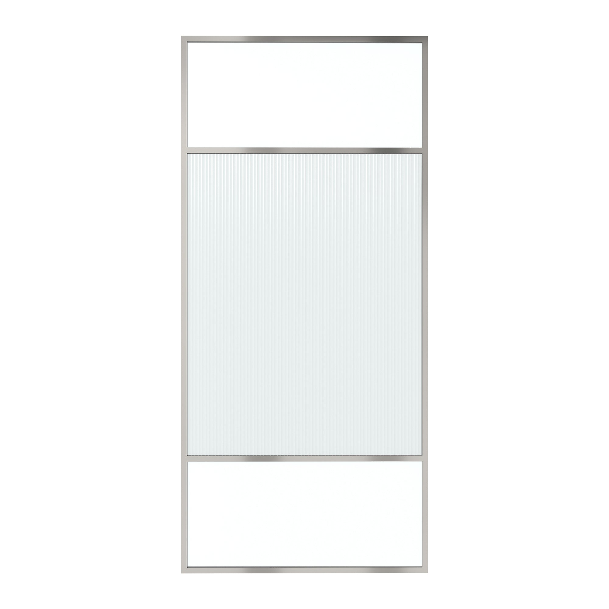 34 in W x 74 in H x 0.687 in. D Fixed Single Panel Shower Door in Brushed Nickel/Brushed Gold with Clear Glass and Frame